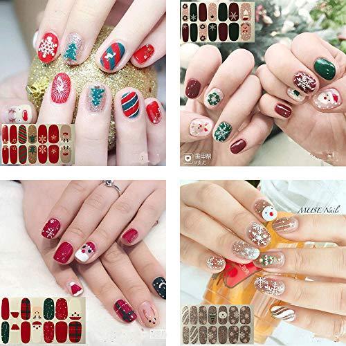 Christmas design manicure nail art nail wrap just put nail seal 12 pieces set nail stickers nail accessories women simple ladies present gift cute popular fashionable nail parts 10052