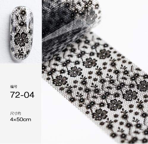 9 seal black nail foil lace black flower spring starry sky Neirudeko sticker nail art foil 50cm (01-09)