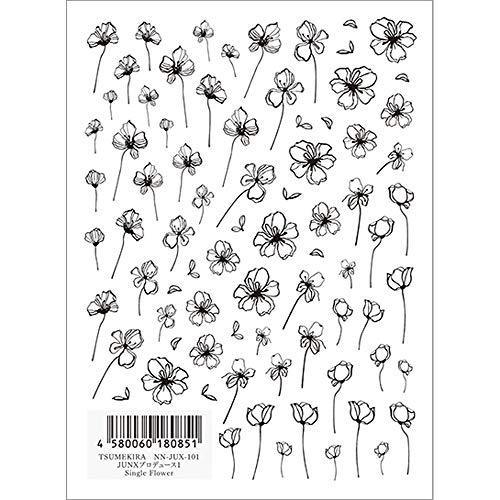 TSUMEKIRA (Tsumekira) nail seal JUNX produce 1 Single Flower NN-JUX-101 1 sheet multi-color