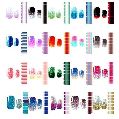 Wen18Rhyavf nail seal stick only manicure cute nail sticker 20 different fashionable glitter gradient color nail art Japanese-style fantasy fashion color nail art 20 sheets