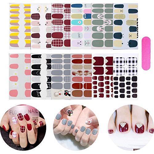 Just put nail seal 12 pieces set nail wrap nail sticker nail accessories women simple ladies present gift cute popular fashionable nail parts (10125)