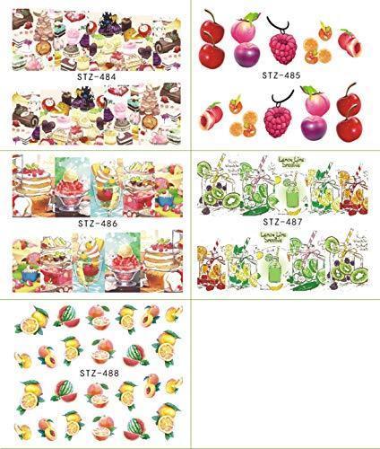 18 pieces cake fruit Nail Art seal Hamizu manicure set women just stick decals water transfer stickers 3D, girl, Children's ultra-thin children nail sticker cute work or casual nail decoration 10031