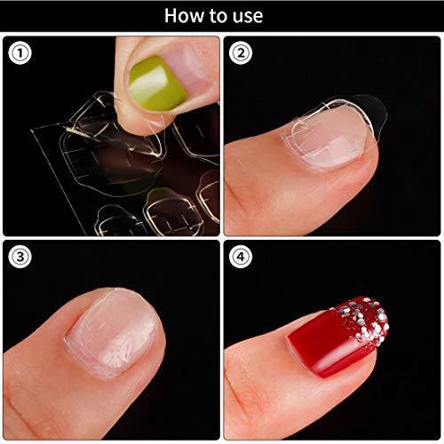 LIARTY 10 sheets nail adhesive jelly double-sided adhesive nail art stickers self-adhesive nail polish both sides gel transparent (240pcs)