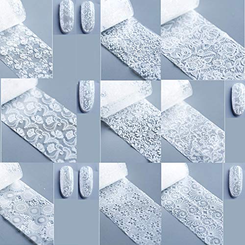 10 seal white nail foil lace white flowers in spring starry sky Neirudeko sticker nail art foil 50cm (11-20)