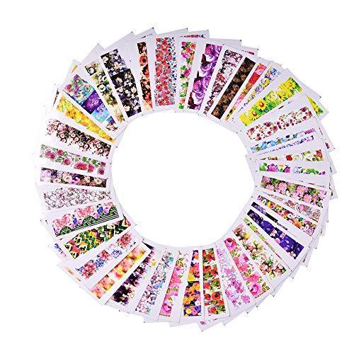 40-sheet set dried flowers flower nail seal water Nail sealing gel nail self nail resin summer nail seal pink flamingo pink seal