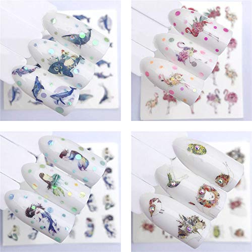 20 pieces Nail Art seal Hamizu decal water transfer sticker pasted animal owl dolphin sea animal Women, Girls, Children's ultra-thin children nail sticker cute work or casual nail decoration 10063