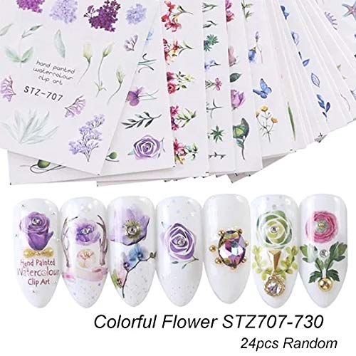 24 sheets Nyuhana Nail Art seal Hamizu manicure set women just stick decals water transfer stickers 3D, girl, Children's ultra-thin children nail sticker cute work or casual nail decoration 10046