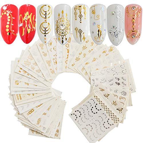 30-sheet set Gold & Silver feather nail seal water Nail sealing gel nail self nail resin