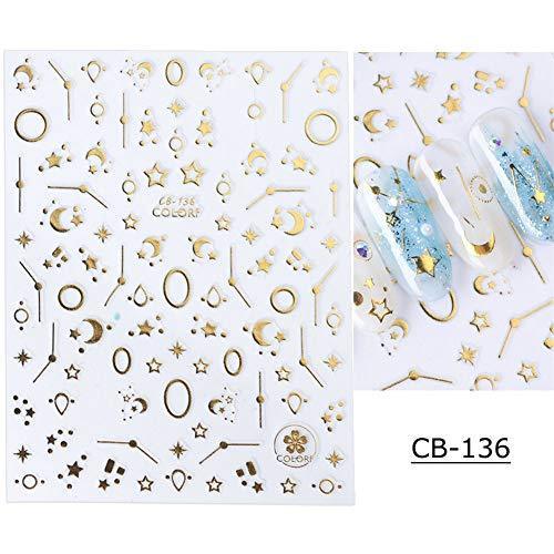 8 sheets / set Gold constellation geometry nail 3D seal nail seal sticker Nail Art