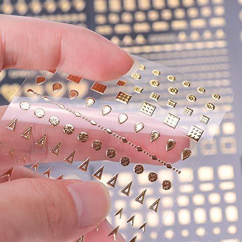 Set of four gold geometric nail 3D seal nail seal sticker Nail Art