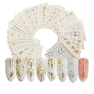 Kingsie nail seal 30 sheets set water seal Gold Silver natural scenery Manicure Nail Art Decoration