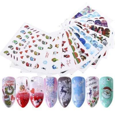 16 pieces Christmas Nail Art seal Hamizu manicure set women just stick decals water transfer stickers 3D, girl, Children's ultra-thin children nail sticker cute work or casual nail decoration 10039