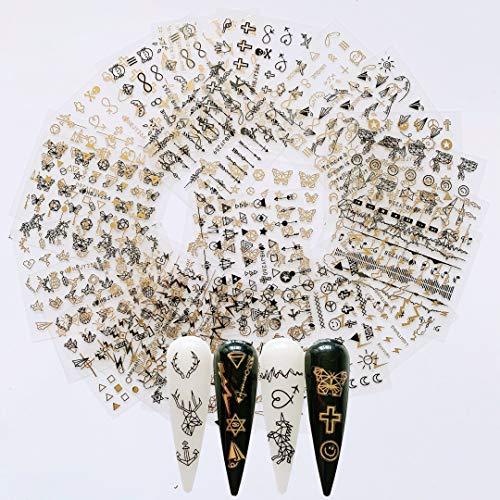 24 pieces Nail Art seal Hakuro and Golden deer butterfly jewelry design Women, Girls, Children's ultra-thin children nail sticker cute work or casual nail decoration 10074