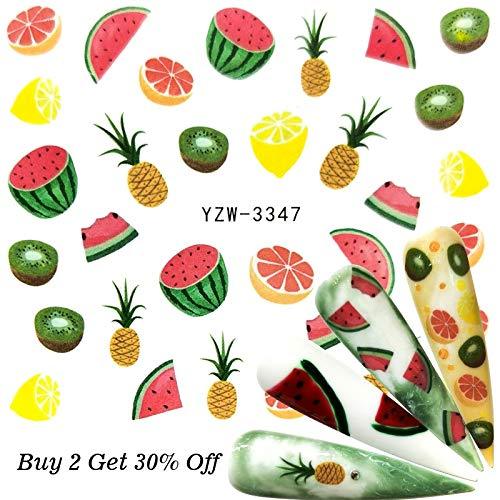 CLSMD 2020 years 1 sheet nail sticker butterfly / flower / leaf summer of colorful water transfer nail jewelry UV Gel Polish DIY decals (color: YZW 3346)