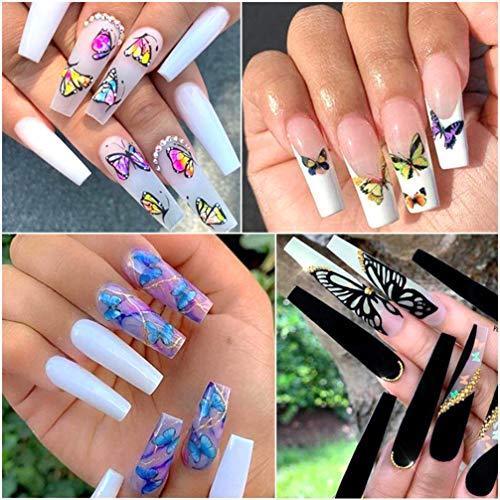 Frcolor nail seal butterfly nail sticker dry flower nail art seal stick only gel nail manicure sticker 30 piece set (mixed pattern)