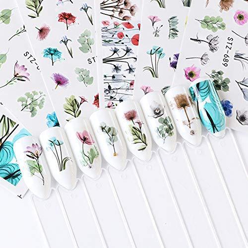 24-sheet set dried flowers flower nail seal water Nail sealing gel nail self nail resin summer nail seal pink flamingo pink seal