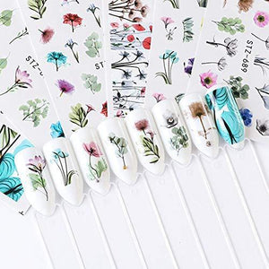 24-sheet set dried flowers flower nail seal water Nail sealing gel nail self nail resin summer nail seal pink flamingo pink seal