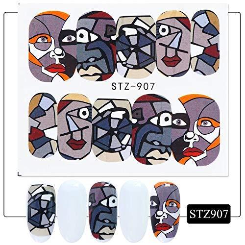 16 pieces Nail Art seal Hamizu decal water transfer sticker pasted abstract art style Women, Girls, Children's ultra-thin children nail sticker cute work or casual nail decoration 10080