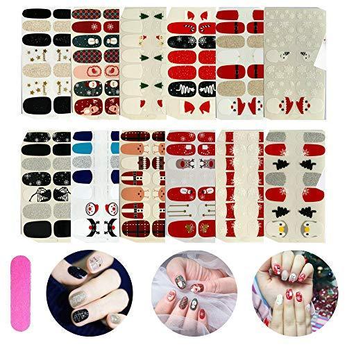 Christmas design manicure nail art nail wrap just put nail seal 12 pieces set nail stickers nail accessories women simple ladies present gift cute popular fashionable nail parts 3002