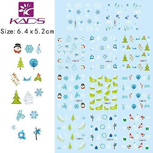 KADS Christmas nail water decal set of four cute Santa Claus / Christmas tree / snowflake nail sticker nail decoration Manicure transfer sticker nail design supplies set four Meri Christmas (set 4)