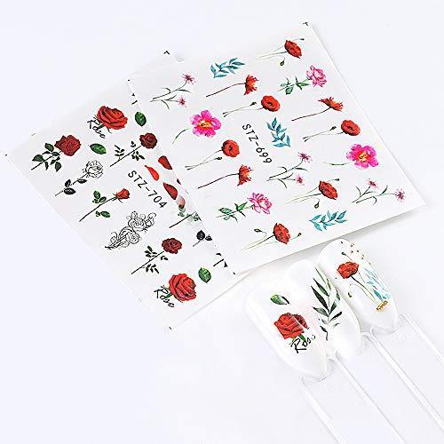 24 pieces floral nail art seal stick only manicure popular nail seal 3D stick only manicure set Women, Girls, Children's ultra-thin children nail sticker cute flower, work and casual nail decoration