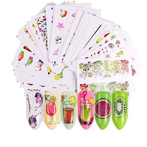 40 pieces ice cream fruit Nail Art seal Hamizu manicure set women just stick decals water transfer stickers 3D, girl, Children's ultra-thin children nail sticker cute work or casual nail decoration 10038