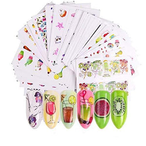 40 pieces ice cream fruit Nail Art seal Hamizu manicure set women just stick decals water transfer stickers 3D, girl, Children's ultra-thin children nail sticker cute work or casual nail decoration 10038