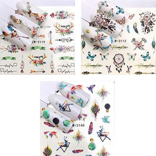 19 pieces Nail Art seal Hamizu decal water transfer sticker pasted Fùgǔ 2/5000 retro dream net catcher Women, Girls, Children's ultra-thin children nail sticker cute work or casual nail decoration 10064