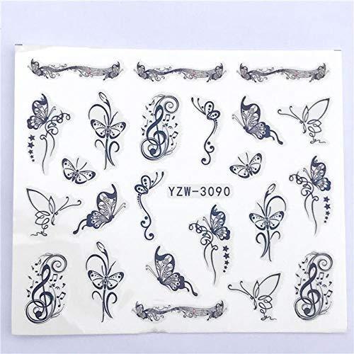 SUKTI & XIAO nail sticker 1 piece hot nail sticker black butterfly notebook Beauty water transfer Stamping Nail Art Tips Nail interior manicure, Yzw-3083