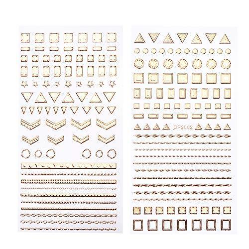 Set of four gold geometric nail 3D seal nail seal sticker Nail Art