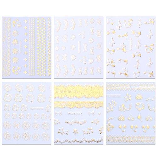 Biutee nail sticker 50 sheets floral Nail Art seal 3D nail seal mixed floral nail seal (50 Images)