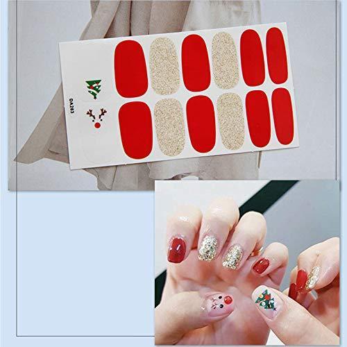 Nail sticker affixed only manicure nail art nail wrap nail accessories women ladies present gift cute popular fashionable senior nail seal -6 sheets Christmas style