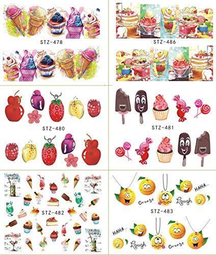 18 pieces cake fruit Nail Art seal Hamizu manicure set women just stick decals water transfer stickers 3D, girl, Children's ultra-thin children nail sticker cute work or casual nail decoration 10031