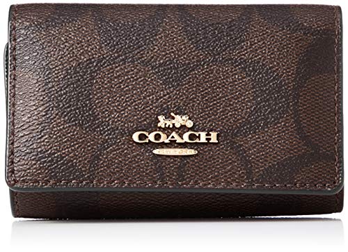 [Coach] key case F77998 Signature Keychain canvas leather brown / black [parallel import goods]