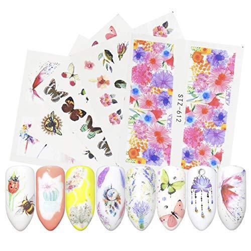 18 pieces butterfly feather Nail Art seal Hamizu manicure set women just stick decals water transfer stickers 3D, girl, Children's ultra-thin children nail sticker cute work or casual nail decoration 10036