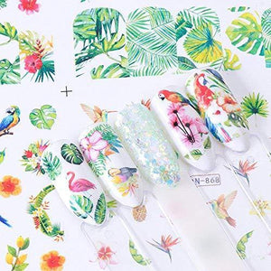 12-sheet set flamingo flower Flower Monstera nail seal water Nail sealing gel nail self nail resin flamingo bird summer nail seal pink flamingo pink seal