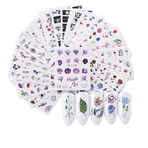 24 sheets Nyuhana Nail Art seal Hamizu manicure set women just stick decals water transfer stickers 3D, girl, Children's ultra-thin children nail sticker cute work or casual nail decoration 10044