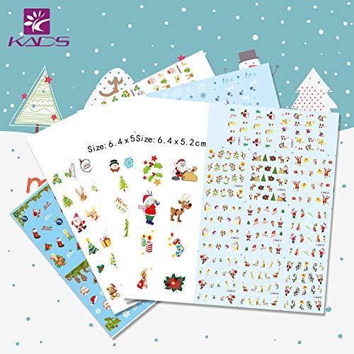 KADS Christmas nail water decal set of four cute Santa Claus / Christmas tree / snowflake nail sticker nail decoration Manicure transfer sticker nail design supplies set four Meri Christmas (set 4)