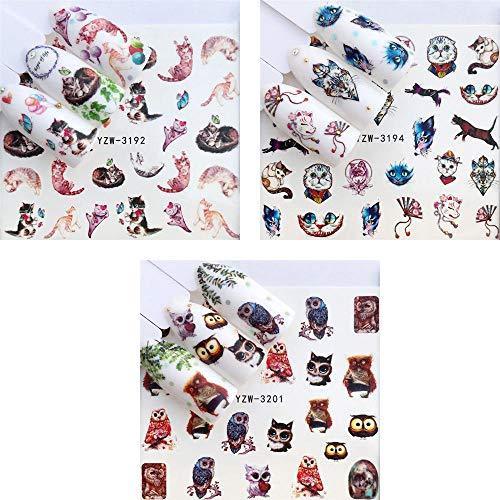 19 pieces Nail Art seal Hamizu decal water transfer sticker pasted animal wolf peacock fox Women, Girls, Children's ultra-thin children nail sticker cute work or casual nail decoration 10062