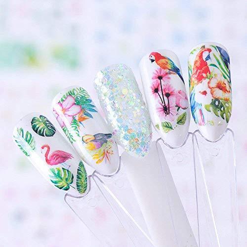 12-sheet set flamingo flower Flower Monstera nail seal water Nail sealing gel nail self nail resin flamingo bird summer nail seal pink flamingo pink seal