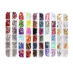 Color rhinestone five cased for nail Deco large capacity set nail art metal parts Deco self nail resin nail colorful