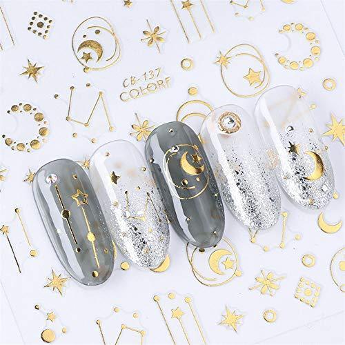 8 sheets / set Gold constellation geometry nail 3D seal nail seal sticker Nail Art