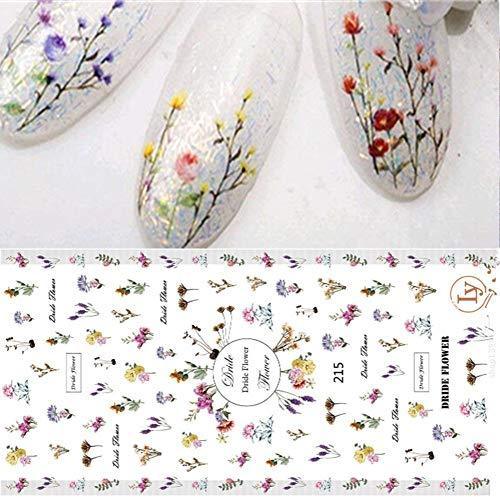 4 sheet dried flower nail seal sticker deco flower pattern 3D seal Nail Art