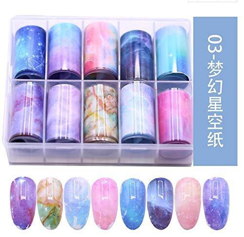 Wen18Rhyavf nail sticker nail foil starry sky transfer stickers popular Japanese style beautiful colorful starry sky halo nail accessories Ladies nail seal Nail Art 30 volume set