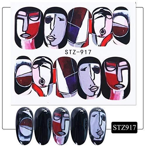 16 pieces Nail Art seal Hamizu decal water transfer sticker pasted abstract art style Women, Girls, Children's ultra-thin children nail sticker cute work or casual nail decoration 10080