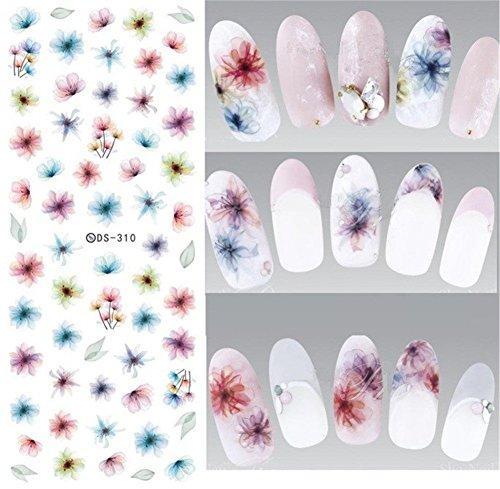 4 sheet dried flower nail seal sticker deco flower pattern 3D seal Nail Art