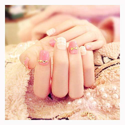 Cheerfultt nail chip 24-sheet set pink rivet 3D decoration nail tip nail jewelry