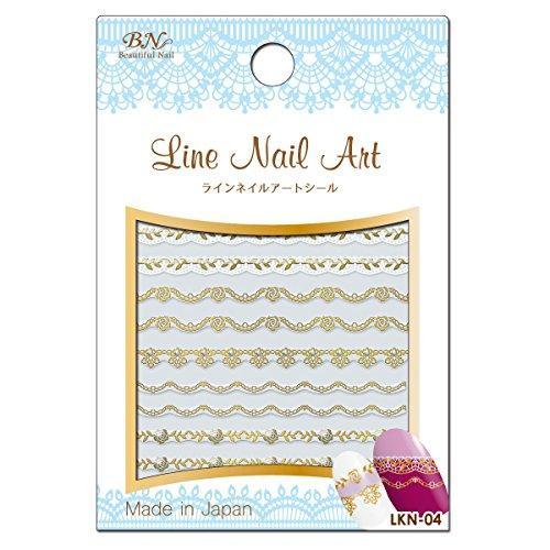 BN line Nail Art seal LKN-04 race foil Gold × White (1 seat)