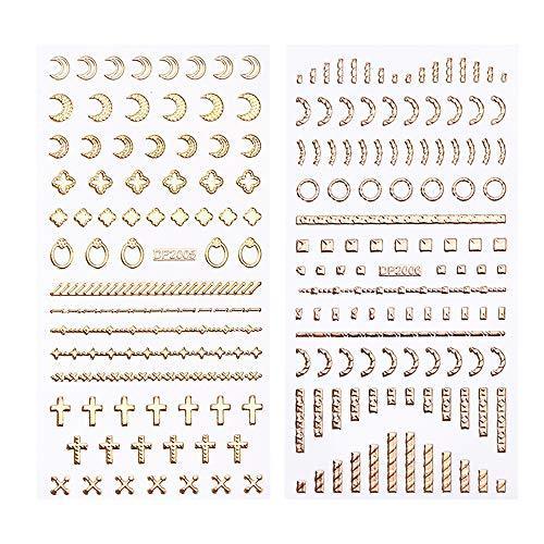 Set of four gold geometric nail 3D seal nail seal sticker Nail Art