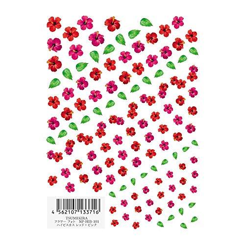 TSUMEKIRA (Tsumekira) nail seal Flower photo Hibiscus Red Pink NP-HIB-101 1 sheet multi-color